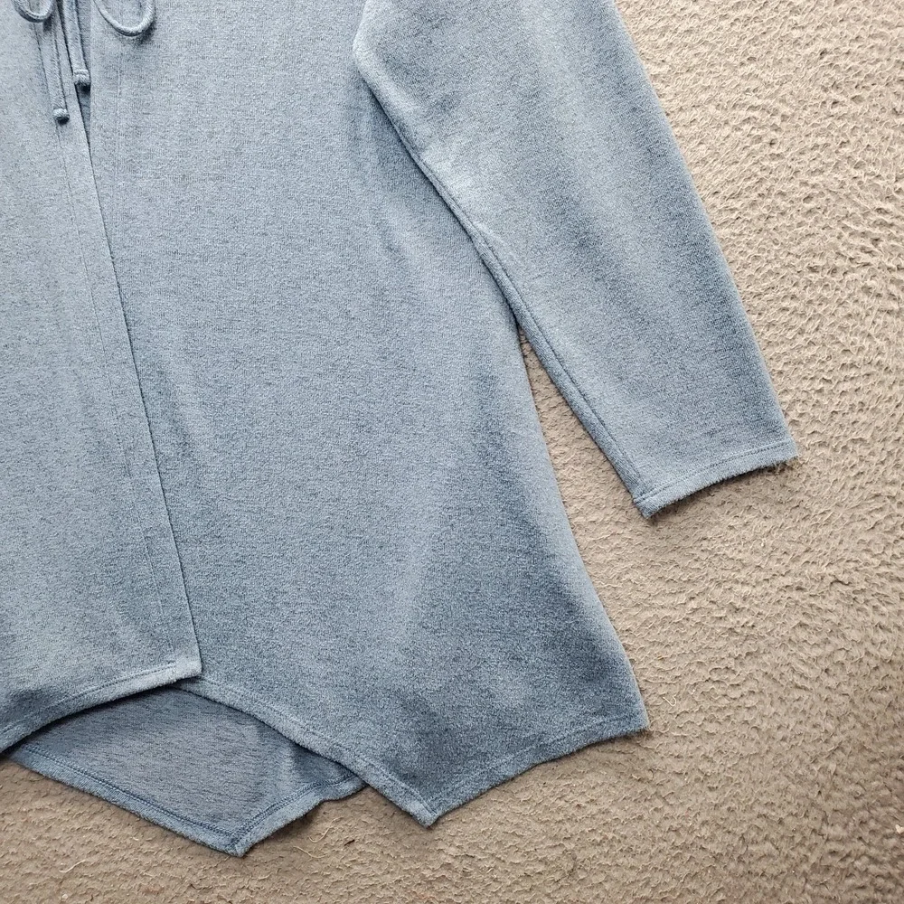 LOGO by Lori Goldstein Cardigan Sweater Womens 2X Blue Asymmetrical Hem V-Neck - Picture 8 of 9